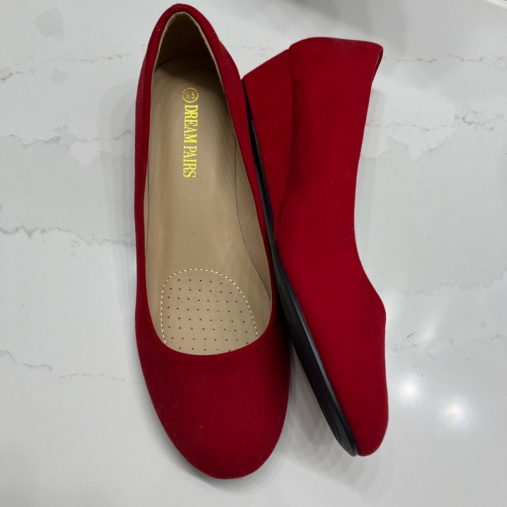 Red Dream Pairs Debbie Mid Wedge Heel Pump Shoe-Perfect for Christmas - sz 9.5